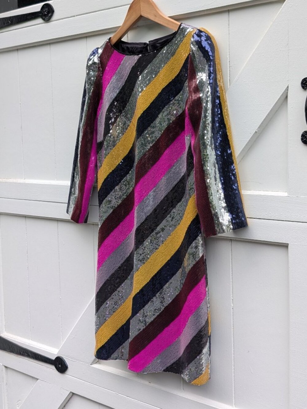 NWT Milly Elaine Stripe Sequin Long Sleeve Shift Mini Dress Size 0